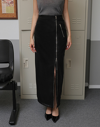 都會質感拉鍊皮裙