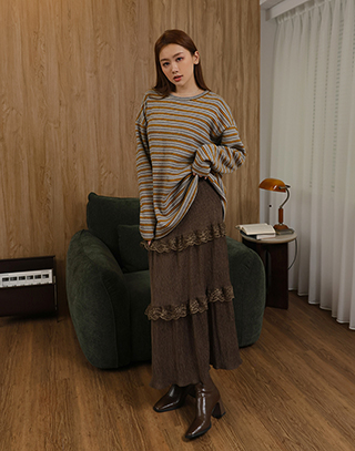 蕾語層層絨感蛋糕長裙