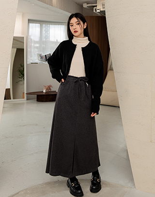 都會感灰調綁繩長裙