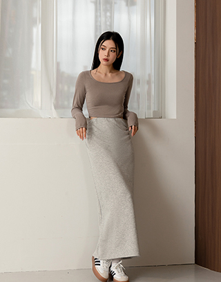 MIT柔挺太空棉極簡鬆緊長裙