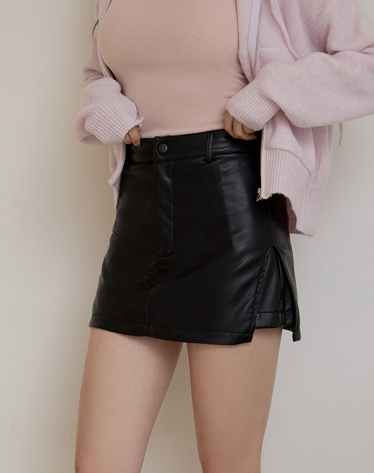摩登俐落剪裁皮裙褲