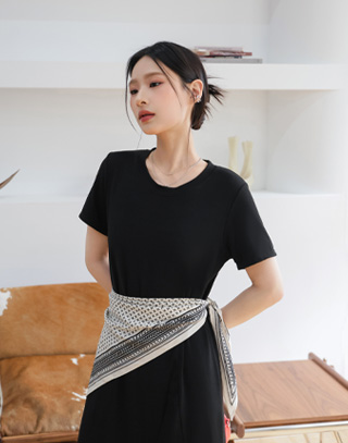 法式藝術感圖騰絲巾